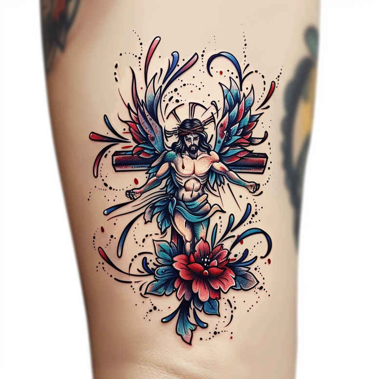 crosses tattoo design ideas refined contrast detailed lines for full back