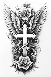 crosses tattoo design ideas layered fill detailed lines symbolising courage
