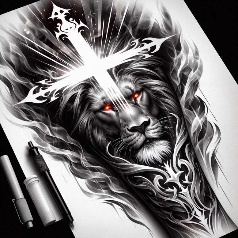 crosses tattoo design ideas Realism soft contrast detailed texture for hand