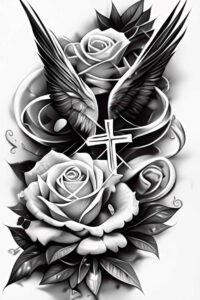 crosses tattoo design ideas Realism deep shadows detailed texture for scapula