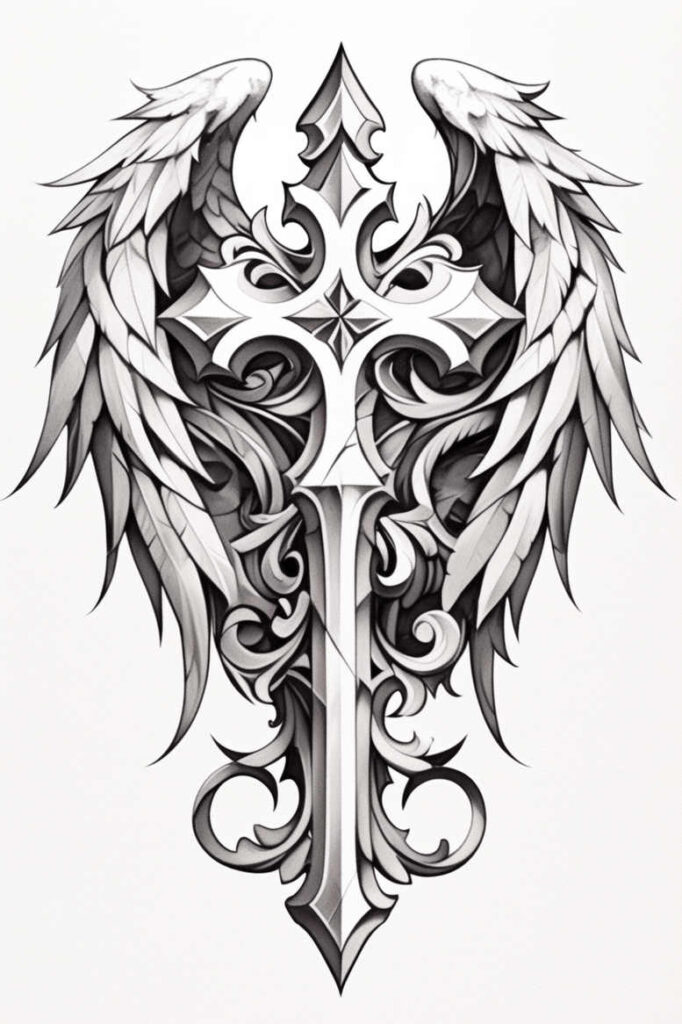 crosses tattoo design ideas glowing detailed texture symbolising endurance