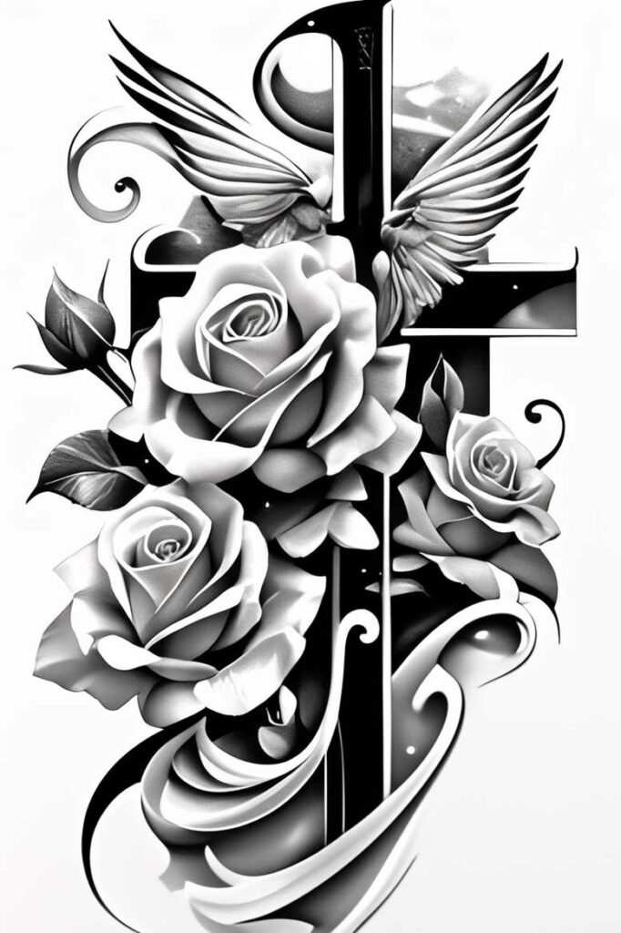 crosses tattoo design ideas Realism natural contrast divine for nape