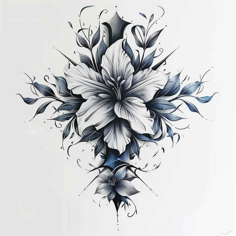 crosses tattoo design ideas illustrative style fine detail for temple