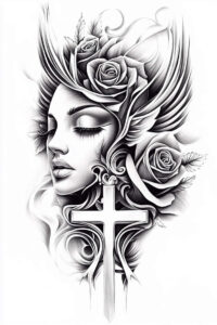 crosses tattoo design ideas distorted perspective gothic for spine