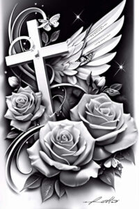 crosses tattoo design ideas fluid motion gothic style for stomach