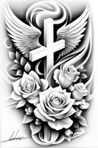 crosses tattoo design ideas saturated hues gothic style symbolising perseverance