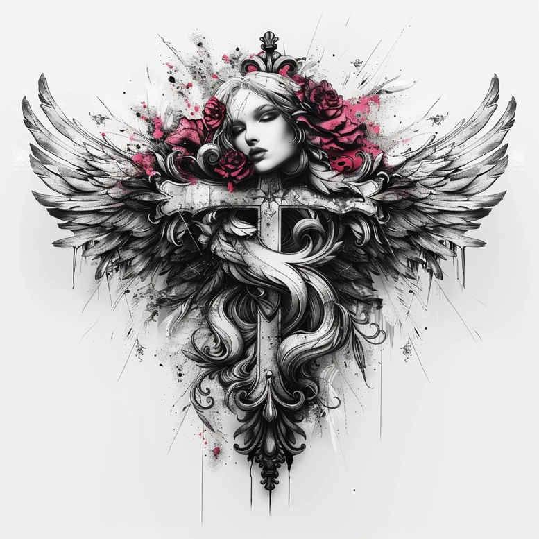 crosses tattoo design ideas Realism reflective light intricate patterns symbol of strength