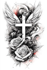 crosses tattoo design ideas realistic texture intricate patterns symbolising determination