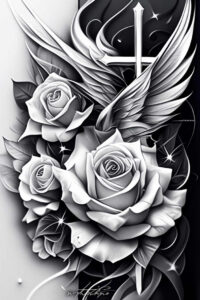 crosses tattoo design ideas Surrealism shadow play intricate patterns symbolising determination