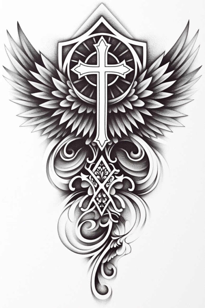 crosses tattoo design ideas Realism visual truth layered stands for determination