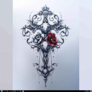 crosses tattoo design ideas Surrealism abstract forms linework determination and power