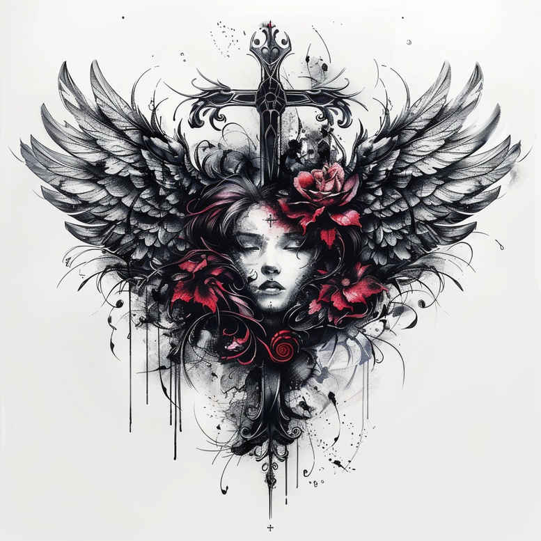 crosses tattoo design ideas vivid detail linework for upper chest