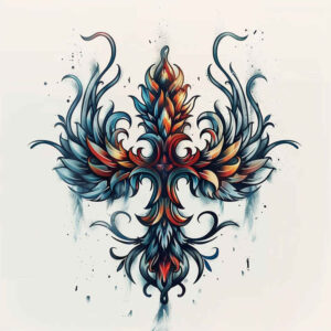 crosses tattoo design ideas Surrealism imperfect symmetry medieval for behind ear