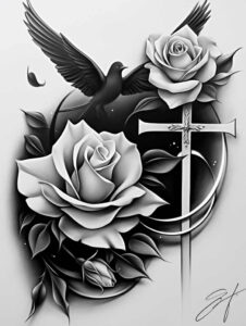 crosses tattoo design ideas Realism realistic dimension medieval for scapula