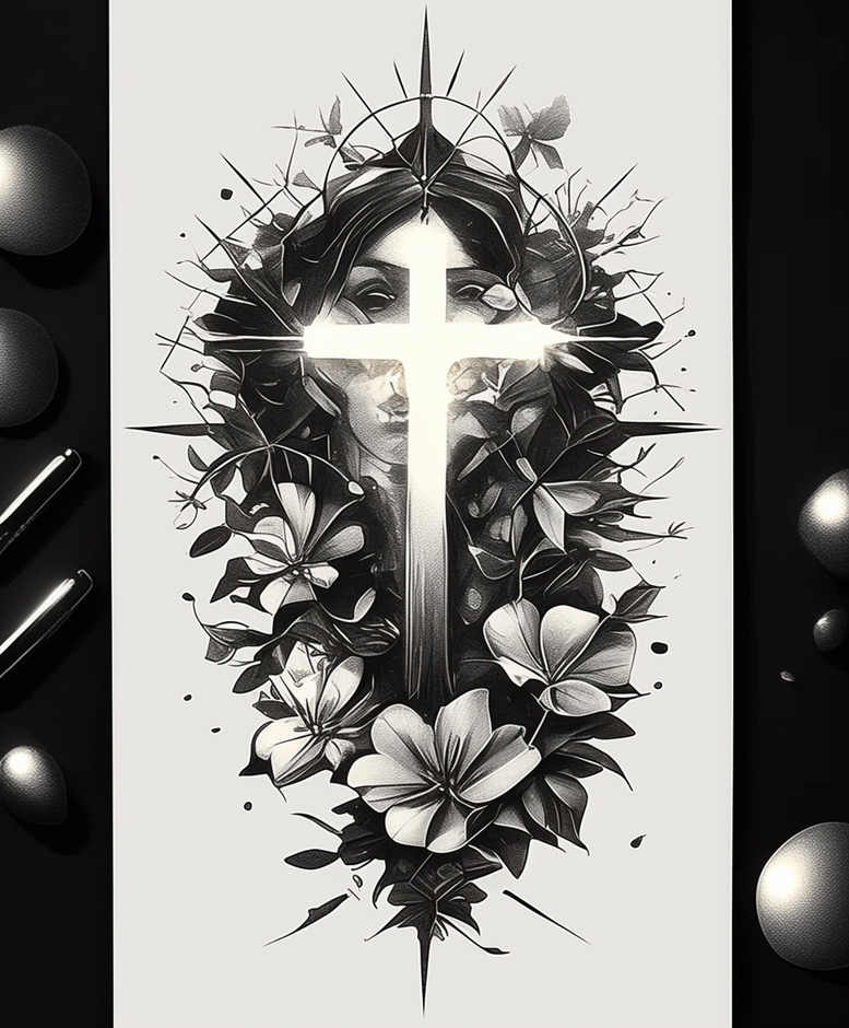 crosses tattoo design ideas Realism reflection effect minimalist shows endurance