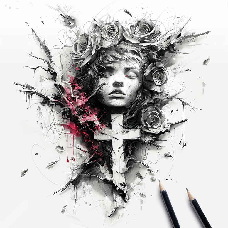 crosses tattoo design ideas soft blending ornamental embodying endurance