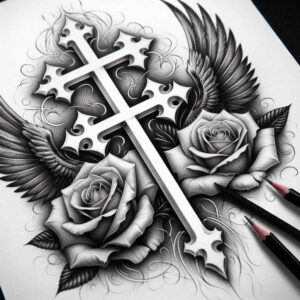 crosses tattoo design ideas cinematic ornamental for lower chest