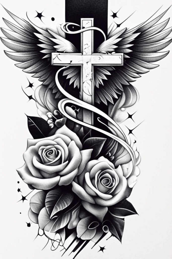 crosses tattoo design ideas Realism soft highlights ornamental represents resilience