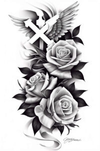 crosses tattoo design ideas layered shading religious for shin