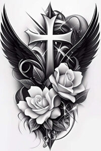 crosses tattoo design ideas Realism perfect proportions religious iconography for back of neck