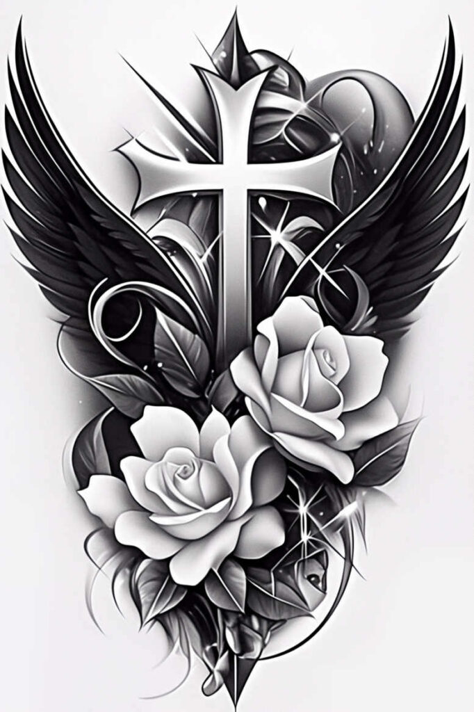 crosses tattoo design ideas Realism perfect proportions religious iconography for back of neck