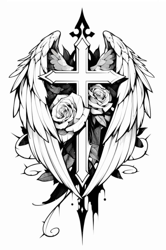 crosses tattoo design ideas Realism realistic wrinkles religious iconography for spine
