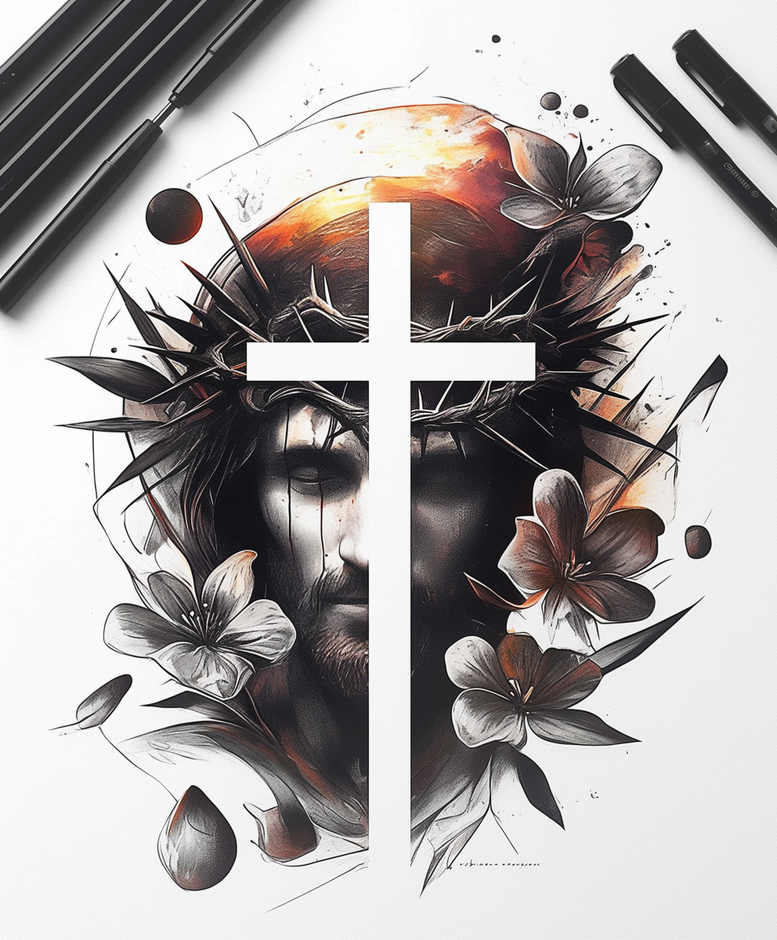 crosses tattoo design ideas enhanced color religious symbolising determination
