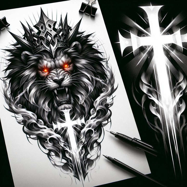 crosses tattoo design ideas Surrealism dreamlike sacred geometry for nape