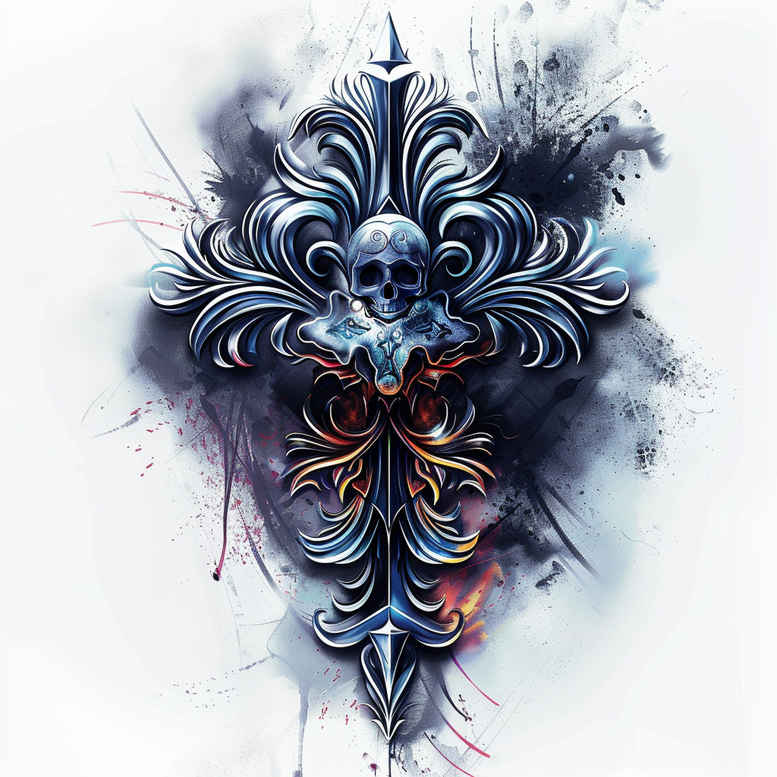 crosses tattoo design ideas Surrealism chromatic flux sacred heart motifs embodying courage