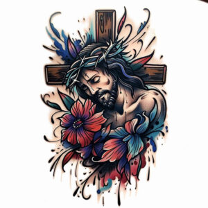 crosses tattoo design ideas fine detail sacred heart motifs for upper arm