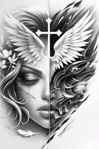 crosses tattoo design ideas clean fill sacred heart motifs stands for resilience