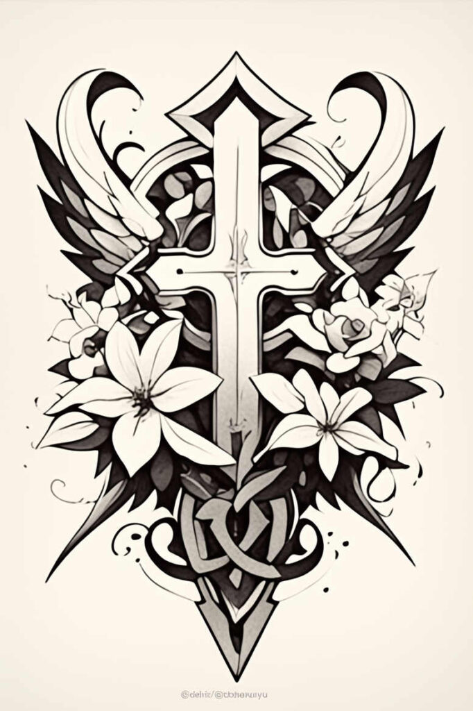 crosses tattoo design ideas artistic contrast shading strength and power