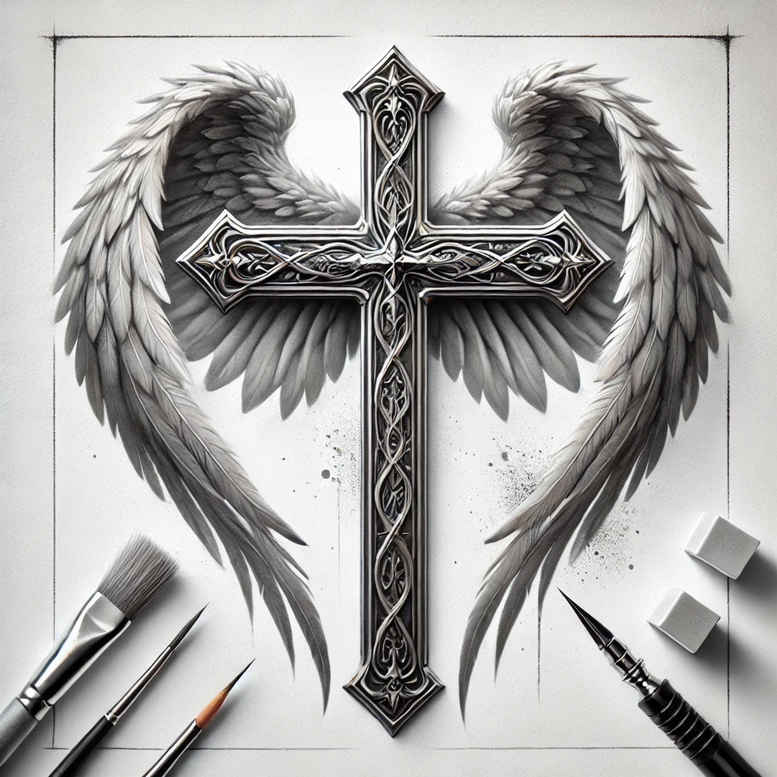 crosses tattoo design ideas Realism realistic structure shadow play for fingers