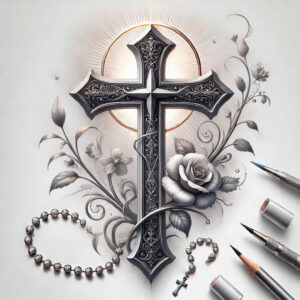 crosses tattoo design ideas elaborate shadow play for upper arm