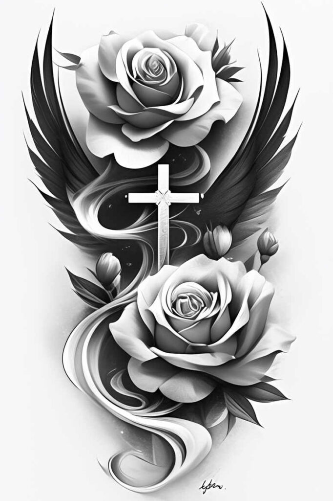 crosses tattoo design ideas 3D-rendered sharp edges for toe