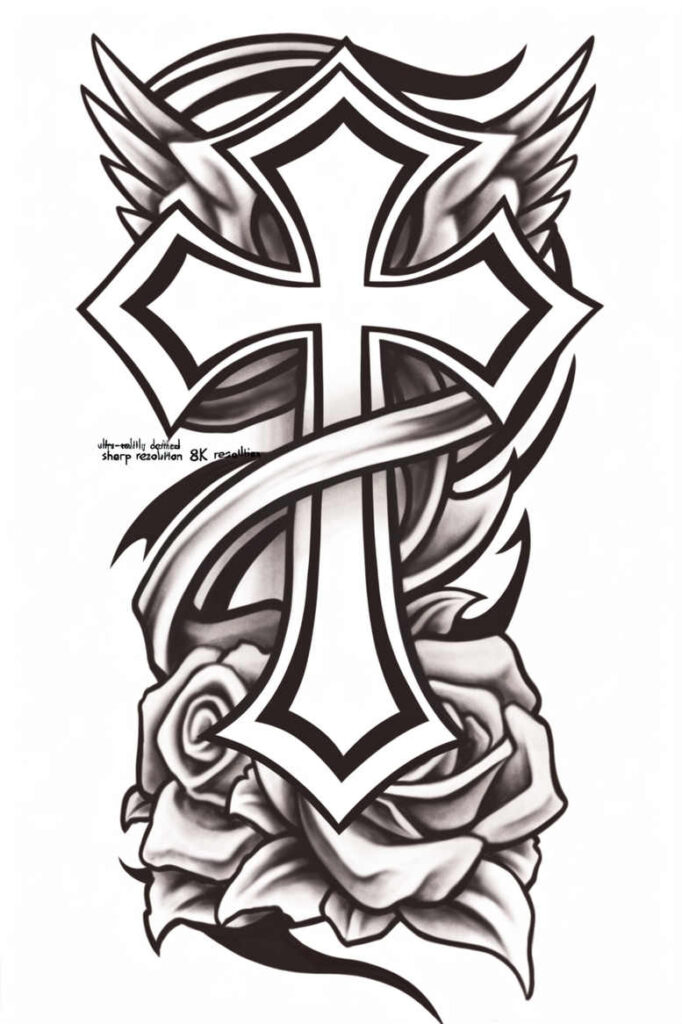 crosses tattoo design ideas bold outline spiritual symbol of perseverance