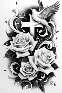 crosses tattoo design ideas vintage influence symbolic shadows for lower thigh