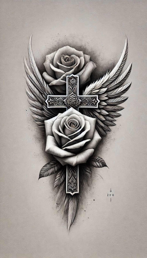 crosses tattoo design ideas decorative detail symmetrical for lower arm