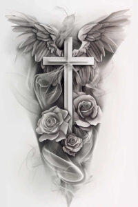 crosses tattoo design ideas photo-realistic symmetrical represents perseverance