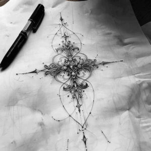 crosses tattoo design ideas distorted perspective symmetrical stands for strength