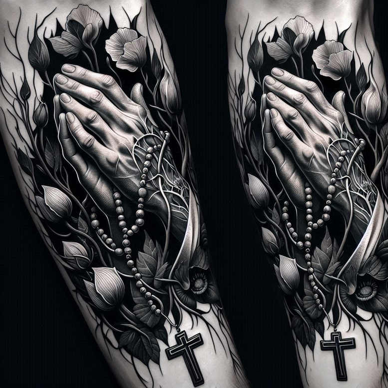 traditional-cross-tattoo – tattoo design ideas free ai generated – realism-refined-highlights – for-upper-shoulder – Gallery: crosses-inkby-ai