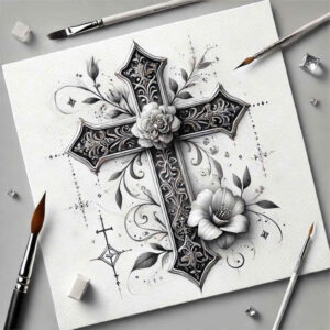 tribal-cross-tattoo – tattoo design ideas free ai generated – neotraditional-refined-lines – for-ribs – Gallery: crosses-inkby-ai