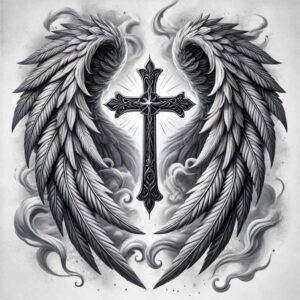 tribal-cross-tattoo – tattoo design ideas free ai generated – neotraditional-textured-shading – for-wrist-side – Gallery: crosses-inkby-ai