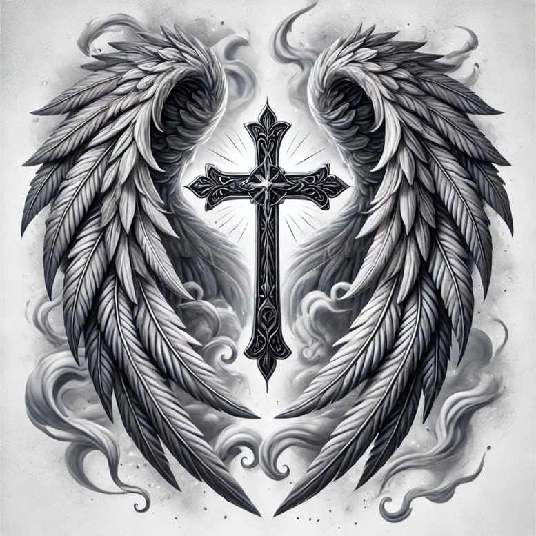 tribal-cross-tattoo – tattoo design ideas free ai generated – neotraditional-textured-shading – for-wrist-side – Gallery: crosses-inkby-ai