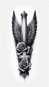 tribal-cross-tattoo – tattoo design ideas free ai generated – realism-depth-realism – for-elbow – Gallery: crosses-inkby-ai