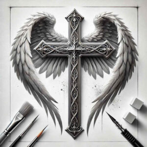 tribal-cross-tattoo – tattoo design ideas free ai generated – realism-illusion-of-depth – for-chest – Gallery: crosses-inkby-ai