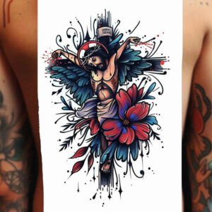 tribal-cross-tattoo – tattoo design ideas free ai generated – realism-skin-illusion – for-toe – Gallery: crosses-inkby-ai