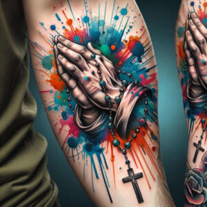 tribal-cross-tattoo – tattoo design ideas free ai generated – realism-soft-focus – for-collarbone – Gallery: crosses-inkby-ai