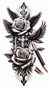 tribal-cross-tattoo – tattoo design ideas free ai generated – surrealism-transcendent – for-temple – Gallery: crosses-inkby-ai
