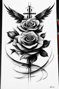 wrist-cross-tattoo – tattoo design ideas free ai generated – neotraditional-enhanced-shading – for-shoulder – Gallery: crosses-inkby-ai